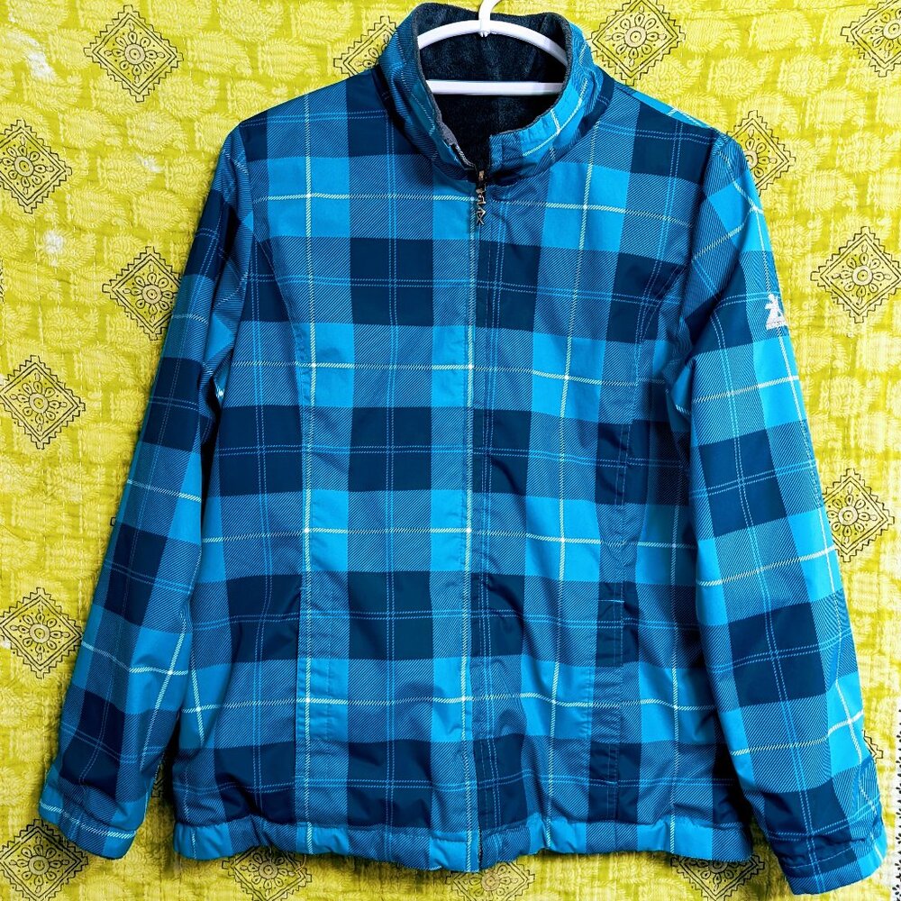 Reversible Jacket Teal & Plaid Women's Large